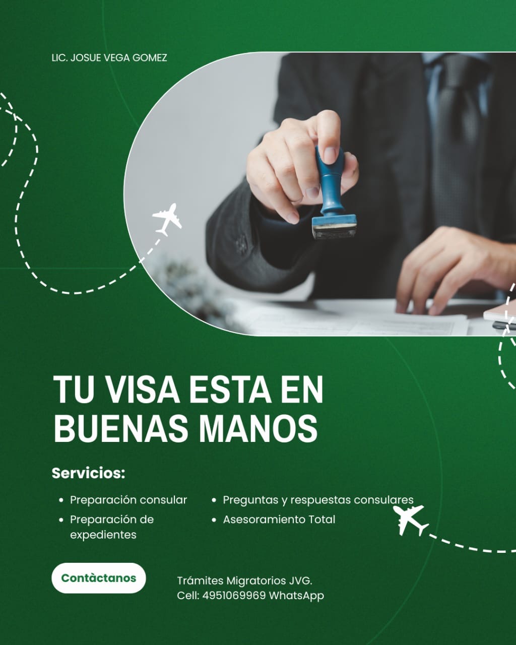 Material promocional de TRÁMITES MIGRATORIOS JVG